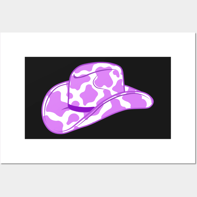 Purple Cow Print Cowboy Hat Wall Art by sydneyurban